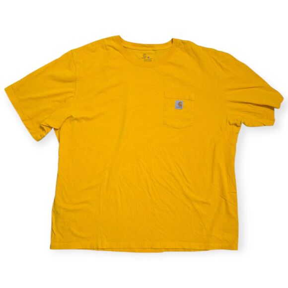 Carhartt Mens 4XL ORIGINAL FIT short sleeve logo pocket T-shirt Yellow - Picture 1 of 4